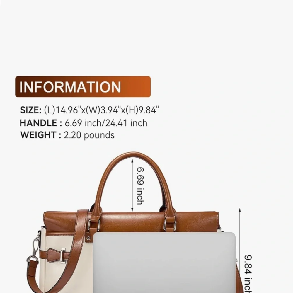 Bostonian Cream and Brown Two-Tone Satchel with Top Handles